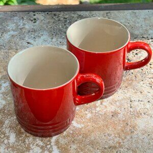 Le Creuset | 2 NEW 3.5 oz Oz Espresso Mugs - Set of 2 Red Cerise Stoneware